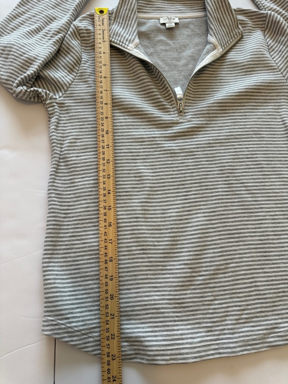 J.Crew XS Striped Half-Zip Pullover in Light Gray and White - Picture 5 of 7